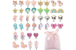 TOKSEO 20 Paare Ohrclips für Mädchen Clip, Clip Ohrringe Mädchen, Klipp Ohrringe Kinder Mädchen Einhorn Viecher Sterne Bling Ohrclips Mädchen Geschenk Verkleiden sich Schmuck