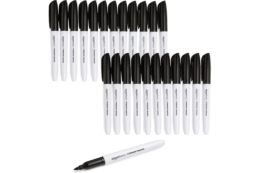 Amazon Basics Rotuladores permanentes, Negro, 24 unidad