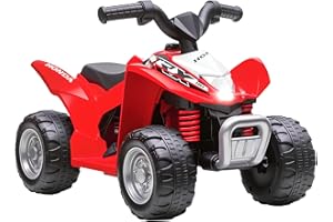 AIYAPLAY Electric Car for Kids, Honda Licensed Kids Electric Quad Bike, 6V Ride on Car ATV Toy with LED Light, Horn, for 1.5-3 Years, Red
