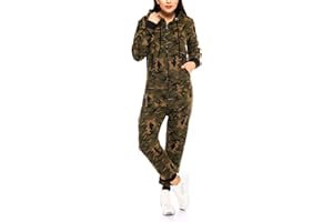Crazy Age Herren Damen Partnerlook | Jumpsuit Overall Strampler Latzhose Onesie Sweat Camouflage Design | Warm Weich Sportlich