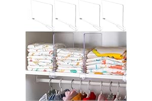 HOMURY 4 Separadores de Estantes Acrílicos: 30 x 20 cm, Transparentes, Organizador Multifuncional para Armario, Dormitorio, Cocina, Sin Taladrar