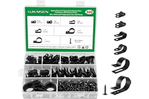 LUKAISEN Clip per Cavi, 300 Pezzi Organizer a Clip per Cavo, Clip in Plastica Nylon Fermacavo Clip, Clip Cavo per Organizare Clip per dei Cavi con M4 Viti per Organizzatore di Cavi per Casa e Ufficio