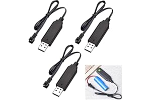 GBULTR 3 Piezas Cable de Cargador USB para Batería de Litio 3,7V con Enchufe SM-2P, Portátil con Indicador LED para Coche RC y Juguetes de Control Remoto, Carga Segura y Protección de Sobrecarga