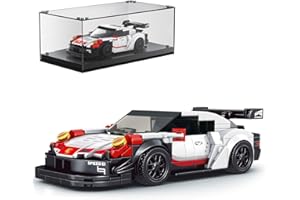 Mould King 27010 Speed Champion Rennwagen Bausteine 911 RSR Sportwagen Klemmbausteine mit Acryl-Vitrine Modellautos zum Sammeln (349 Teile)