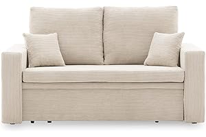 ‎GENERIC Sofa Aikido I 150x85 - mit schlaffunktion - Farben zur Auswahl - modernen Sofa - mit Bettkasten - Moderner Cordstoff - Stoff POSO (POSO 100)