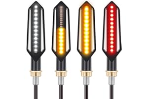 Kinstecks 4 szt. kierunkowskazy motocyklowe, płynące światła kierunkowskazu, kierunkowskazy motocyklowe, światła do jazdy dziennej, światła hamowania 12 V, do motocykla