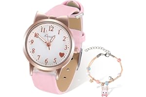 ertlutw Nette Armbanduhr Mädchen Kinderuhr, Mädchen Kinderuhr Leicht zu lesende Zifferblattuhr Stilvolle Herz Muster Uhr und Kaninchen Armband Armbanduhr Geschenk für 3-12 Jahre alte Mädchen