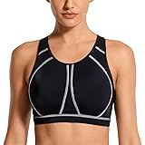 SYROKAN Women's Padded Comfort Sports Bra High Impact Wireless Bralette for Large Breasts Full Coverage Crop Top Bra