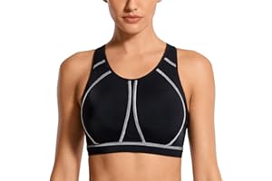 SYROKAN Women's Sports Bra for Large Breasts High Impact Full Coverage Padded Wireless Running Halter Neck Bra