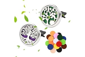 Shengxi 2 Pcs Car Aromatherapy Essential Oil Diffuser Car Air Freshener Vent Clip Car Stainless Steel Locket Vent Clip with 20 Pcs Replaceable Refill Pads for Car Living Room Office