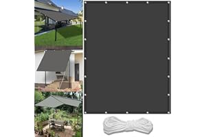 WGLF SUN Pergola Canopy 2.4 x 2.4 m(7.9 x 7.9ft) Waterproof Garden Canopy with Free Rope UV Block Weather-Resistant with Grommets Pes Sun Shades Outdoor Garden Patio Party, Dark Grey