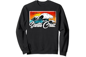 SANTA CRUZ CA VINTAGE RETRO GRAPHIC DESIGNS Ciudad de Santa Cruz California Motivo de surfista de verano Sudadera