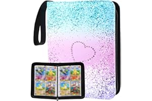 JurciCat Album na karty kolekcjonerskie 50 stron 400 kart Album na karty kolekcjonerskie z zamkiem błyskawicznym Kompatybilny z różnymi kartami