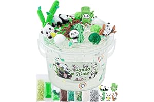Okaybee 10 FL OZ Panda Clear Slime Bucket, Schleim Set with Slimes Clay, Schleim Kinder for Age 8-12, Glimmer Crunchy Slime Includes 9 Packs of Slimes Add-ins, Super Soft and Non-Sticky
