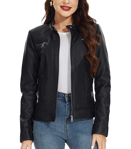 Urban Leather Women's Ur-134 Biker Perfecto Ladies, Black, XXL EU