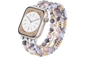 VISOOM Beaded Bracelet Compatible for Apple Watch Band 40mm/38mm/41mm Series 7 SE Series 6/5/4 Women Fashion Cute Handmade Crystal Beads Stretchy Watch Strap for iWatch Bands Series 3/2/1 Replacement