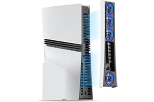 JUSPRO Lüfter für PS5 Pro, leiser verbesserter 4-Kühler mit einstellbarer Geschwindigkeit, automatisches Ein-/Ausschalten, Kühlzubehör mit USB 3.0-Anschluss und LED-Licht für PlayStation 5 Pro
