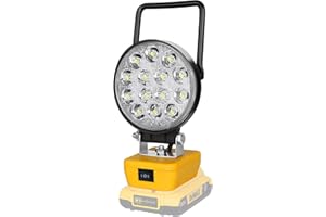 Willpower Projecteur Led Rechargeable Pour Dewalt Batterie 18V, Portable Phare de Travail LED 42W 4200LM Sans Fil Lampe pour Chantier Garage Camping Randonnée Pêche, USB & Type C (Sans Batterie)