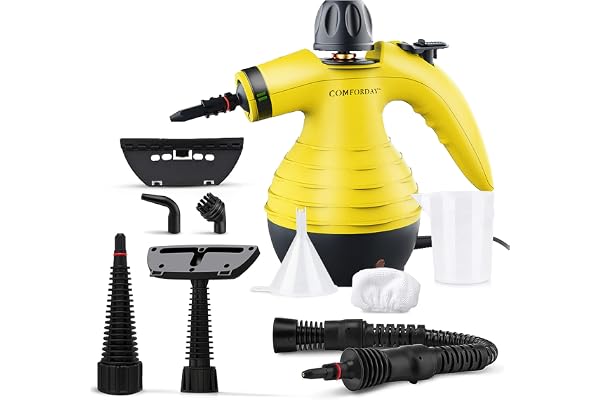 Comforday Nettoyeur Vapeur à Main 9 Accessoires nettoyeur haute pression Multi-usage, pour sols, meuble, voiture, salle de bain, fenêtre, tapis cuisine, steamer cleaner