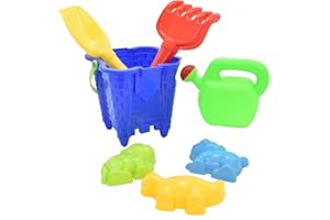 Guilty Gadgets Beach Sand Bucket Castle Set - 7pc Set - Tools With Rake/Spade/Moulds/Watering Can/Tools Children Outdoor Toy For your Spring/Summer Holiday
