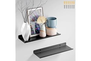 ‎PAVSTINE PAVSTINE Wandregal Metall, 2 Stück Schweberegal 30 cm Breit, Regal Schwarz, Schwebendes Bücherregal, Bilderleiste, Home Decoration Wall Shelf für Wohnzimmer, Küche, Schlafzimmer, Büro