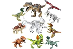 MOFIC 10 Piece Dinosaur Toys for Kids, Dinosaur Games Plastic Dinosaur Toys Model Play Set, Realistic Dinosaur Building Block Toys Dinosaur Figures Play Set for Boys Girls Age 3+ Up