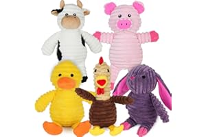 PrimePets Plüsch Hundespielzeug 5 STK., Quietschendes Welpenspielzeug, interaktives Hund Kuscheltier, Stofftier für Welpen und mittelgroße Hunde