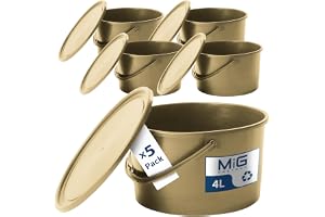 MIG Stapelbar Plasthink Med Lock - 4 Liter Guld - Mångsidig För Hushåll Och Industri - Lämplig För Hundmat