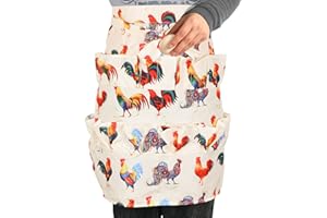 Huakaile 12 Deep Pockets Egg Apron, Chicken Egg Collecting Apron, Egg Holding Apron, Duck Goose Egg Gathering Apron for Housewife Farmhouse Kitchen Restaurant