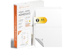 Feuilles A4 d'Étiquettes Adhésives Blanches, Créez vos Autocollants Personnalisés toute Surface, Papier A4 Adhésif Sécurisé, Étiquette Adhésive à Imprimer - Ofituria (2 par feuille, 10 feuilles)