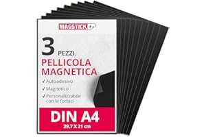 EASYDRUCK24DE Set da 3 fogli magnetici Magstick I autoadesivi I marrone naturale nero I per fai-da-te I per foto, immagini, motivi, fustelle, calamita per frigorifero, insegnante I diy I mag002