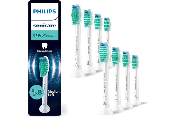 Philips Sonicare C1 ProResults - têtes de brosse à dents de rechange d'origine, blanc, lot de 8, HX6018/87