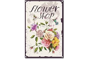 CREATCABIN Retro Vintage Targa in Metallo Negozio di Fiori Decorazione da Parete in Metallo Decorazione Murale per La Casa Giardino Cucina Bar Pub Soggiorno Ufficio Garage Poster Targa 12 x 8 Pollice