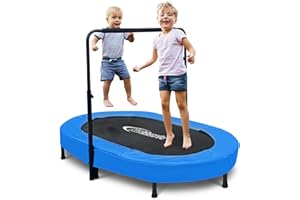 Nattork Indoor Trampoline for Kids with Adjustable Handle Exercise Trampoline Foldable for Adults Max Load 250 LBS Rebounder Trampoline for Two
