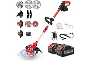 BUIOXMNO Débroussailleuse à Batterie 21V Coupe Bordure sans Fil avec Batterie,Debroussailleuse Electrique sans Fil avec 2 Batteries 4.0 Ah pour Jardin Élagage