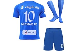 FRKN TRIKOT Hilal Riyadh Al Neymar #10 Maillot Domicile de Football pour Enfants Nouvelle Saison, Shorts, Chaussettes, Tailles Jeune