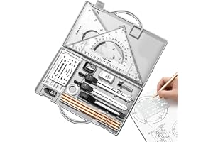 Geometri-set, geometri-kit – 16 x precisionsverktygssats, ritverktyg med förvaringslåda, rita förnödenheter för konstnärer el