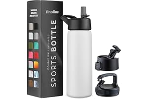 FINEDINE Triple Insulated Stainless Steel Water Bottle with Straw Lid - Flip Top Lid - Wide Mouth Cap (750 ML) Insulated Water Bottles, Keeps Hot and Cold - Great for Hiking & Biking (Pure Pearly White)