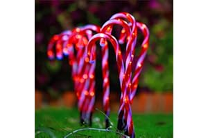 ERWAWEE Zuckerstangen LED Lichterkette Außen 10er Set, 55cm Höhe 60 LEDs Rot mit 8 Modi Beleuchtete Weihnachtsweg Marker Landschafts Wegelicht Weihnachten beleuchtung Deko für Weihnachts Garten Dekoration