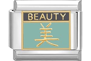 Quiges - Modulo Charm Link in stile italiano da 9 mm in acciaio inox Bellezza in cinese per bracciali in stile Italian Links