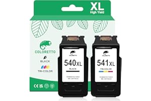 COLORETTO Cartuchos de Tinta PG-540XL CL-541XL Cartuchos de Tinta para Canon 540 541 XL Compatibles con pixma MG3650S MG3650 MG3250 MG3150 MG2250 MX535 MX475 TS5150 TS5151 Negro y Color 540xl y 541xl