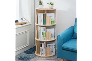 Heehee Drehbares Bücherregal 360 Display Boden stehendes Aufbewahrungsregal für Kinder&Erwachsene Multifunktionales Bücherregal Organizer (3-stöckig)