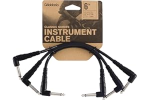 PLANET WAVES Câble Patch de guitare D'Addario - Série Classic - Câble d'instrument - 0.1524 Mètres - Angle Droit - 3-Pack