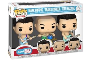 Funko Pop! Rocks: Blink 182-3 Pack Tom DeLonge, Mark Hoppus, Travis Barker - Blink-182 - Figurka winylowa kolekcjonerska - Pomysł na prezent - Oficjalny towar - Zabawki dla Dzieci i Dorosłych