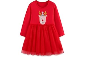 Baogaier Vestido Niña Unicornio Impresión Algodón Lentejuelas con Tul Cuello Redondo Vestidos Princesa para Fiesta de Verano Ropa Talla 2-7 Años