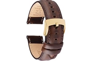 OTTOODY Bracelet de Montre en Cuir Libération Rapide 18mm 19mm 20mm 21mm 22mm, Élégant Bande Bracelet de Montre de Remplacement en Cuir de Grain Supérieur pour Homme Femme, Montre et Montre Connectée