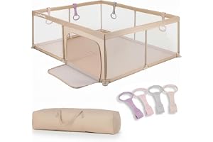 SUN BABY Lekhage 150x200 cm 0-2 År Rosa Handtag - Beige | polyester, nätväggar, ingång med dragkedja, halkfria fötter, förvar