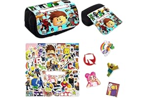 IFHDO Trousse Roblloxx, 3D Imprimer Trousse à Crayons, Roblloxx Autollants Paquet (50 pcs), Trousse à Crayons pour Enfants, Accessoires pour Sac à Livres, Coffrets Cadeaux à Collectionner