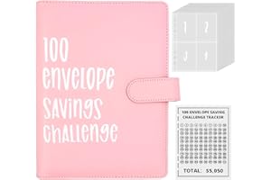 XIMKONTER Geldsparbinder Budget Planner, 100 Umschläge A5 Geldspar-Ordner Budget-Ordner Geldspar-Brieftasche mit Geldumschlägen und 25 Karten leicht zu sparen 5050€ Geldspar-Herausforderung für Zuhause, Schule