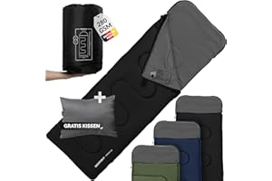 ‎MONTARAY MONTARAY® Deckenschlafsack mit Kapuze bis -3°C INKL. Kissen - Outdoor Winter-Schlafsack & Sommer-Schlafsack 3-4 Jahreszeiten (75 x 220 cm) - Hütten-Schlafsack für Damen & Herren (warm)